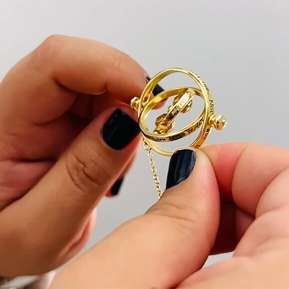 Jewelry Brass Time Turned Hourglass Necklace 22" Vintage Magical Gift - Picture 4 of 7